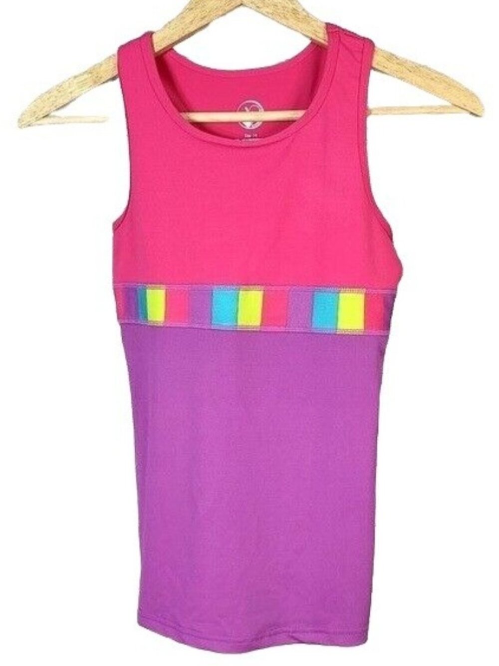 Limeapple Sport Girl Athletic Tank Top Pink Purple Rainbow Size 14 Sleeveless